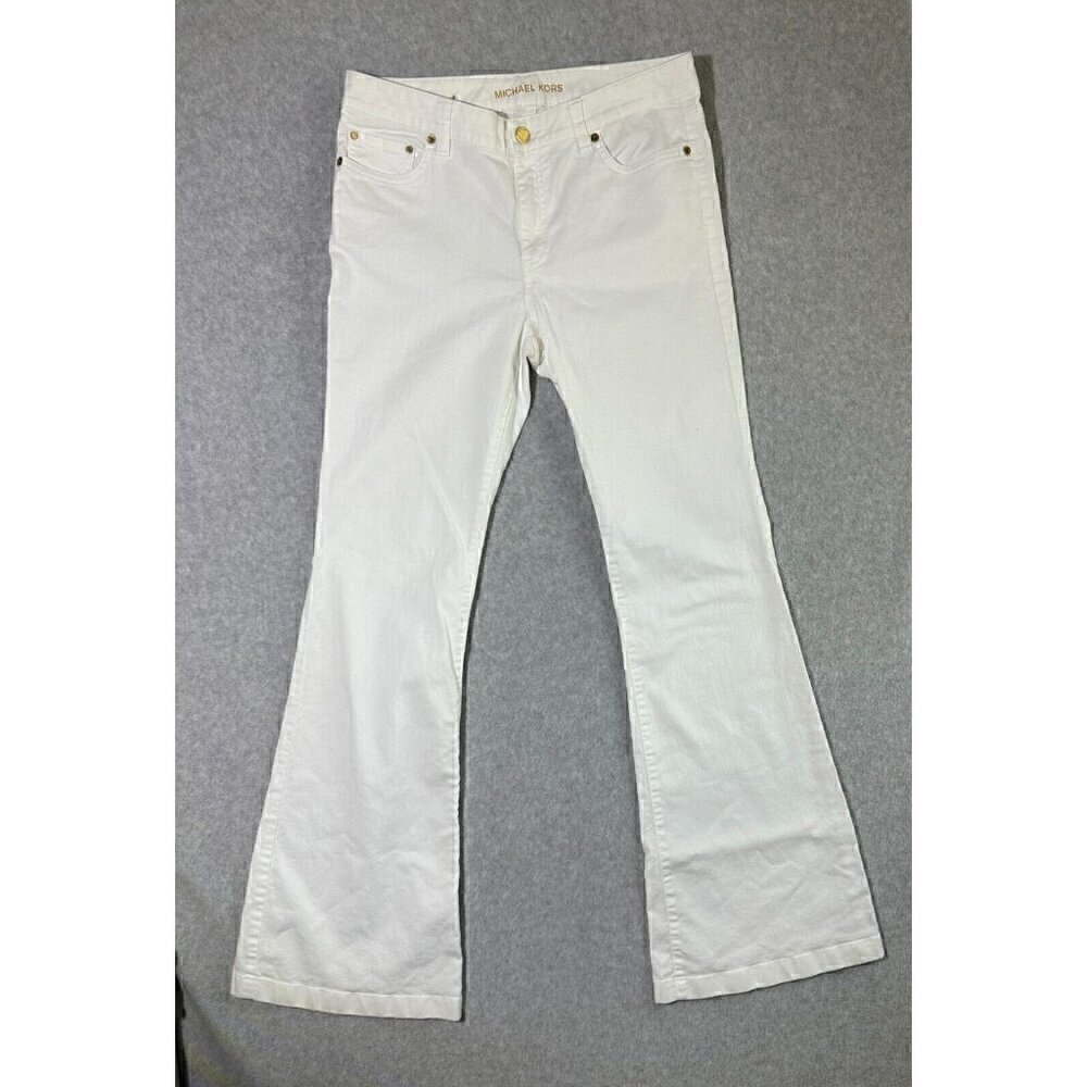 Michael Kors White Flare Wide Leg Jeans